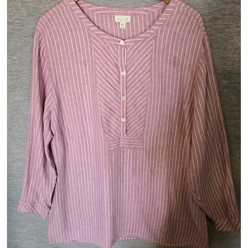 J Jill 100% Linen Tunic Top Shirt Women 3x Spring Summer Front Button Placket